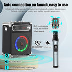 Bluetooth Speaker with Two Wireless Microphones, Outdoor Speaker with Subwoofer/Tweeter, Portable PA Speaker System with Remote Control, Discol Lights, FM, REC for Home, Party