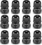 QILIPSU 12pcs 1/2" NPT Cable Gland Waterproof IP68 Nylon Cable Pass Through Cord Grip Connector Strain Relief Wire Grommet