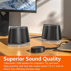 Amazon Basics Bluetooth Computer Speakers with USB 3.0 and Blue Lighting