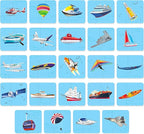 48 Vehicle Matching Puzzles with Error-Correction Mechanism Pre-Primer in 2 Pieces, Perfect for Preschool Learning (24 Blocks Double Sided)