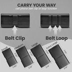 Leather Phone Holster for Men & Women, Horizontal Cell Phone Case, Fits iPhone 13/12 Mini, SE, Xs/X, 8, 6s - Belt Clip/Loop Carrying Phone Pouch Holder, Black Small