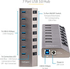 StarTech.com 7-Port Self-Powered USB-C Hub with Individual On/Off Switches, USB 3.0 5Gbps Expansion Hub w/Power Supply, Desktop/Laptop USB-C to USB-A Hub, USB Type C Hub w/BC 1.2 (5G7AIBS-USB-HUB-NA)