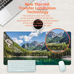 Desk Mat, Lake Mountain Landscape Desk Pad, The Alps Large Gaming Mouse Pad for Desk, 31.5"x15.7" Extended Big Computer Keyboard Mouse Pad with Non-Slip Base and Stitched Edge