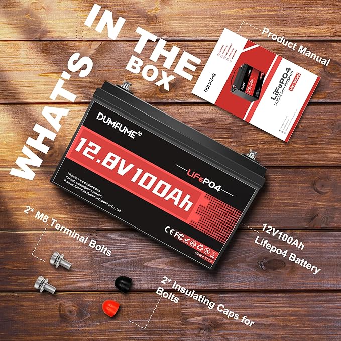 2 Packs 12V 100Ah LiFePO4 Lithium Battery, Built in 100A BMS, 1280W Power Output, Up To 6000+ Cycles, Ideal For RV, Marine, Trolling Motor, Solar Off-Grid Systems