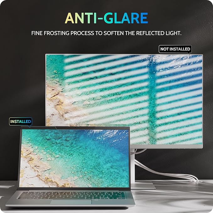 Magnetic Laptop Privacy Screen 13.3 Inch for 16:9 Computer Monitor, 13" Removable Anti Glare Protector Blue Light Filter Shield Compatible with Lenovo Hp Dell Acer Asus Thinkpad Envy Xps