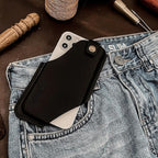 TobbinGear Leather Cell Phone Holster with Belt Clip, Universal Phone Holster for Men Belt Holder, Leather Case for iPhone, Samsung Galaxy Phones, Right Hand, Medium, Black