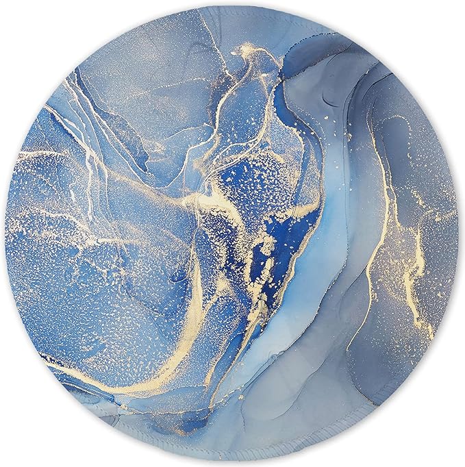 ITNRSIIET Round Mouse Pad with Stitched Edge Premium-Textured Waterproof Non-Slip Rubber Base Desktop Protection Mat Diameter 8.7 inches, Blue Marble Texture