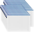 AUSTARK 20 Pcs Zipper File Bags, Plastic Mesh Pouch, Board Game Storage Bag, Waterproof Bags for Office School (B4 Size 15''x11'', White and Blue)