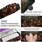 Large Mouse Pad Old Library Gaming Desk Pad Computer Keyboard Non-Slip Waterproof Mouse Mat with Rubber Base and Stitched Edges Entertainment Office Writing Desk Mat 35.4 x 15.7 Inches