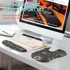 2-in-1 Ergonomic Set, Wave Rise Keyboard Wrist Rest and Massage Bulge Slope Mouse Pad Wrist Support, Cushion Memory Foam Integrated to Relieve Wrist Pain, Constellation
