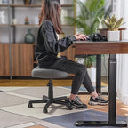 EUREKA ERGONOMIC Height Adjustable Foot Stool,19x18'' Large Seat Under Desk Footrest,Swivel Rolling Chair W Sturdy Wheels,Ottoman Stool Simple Meeting Chair for Home Office,Grey