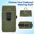 BECPLT for iPhone 17 Pro Max Air 16/15/14/13/12/11 Pro Max Nylon Cell Phone Pouch Holster Case with Belt Clip Cover Holder for Galaxy S25+ S24+ S23+ S22+ S21+ (Green)