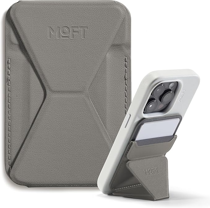 MOFT Magnetic Wallet Stand Compatible with iPhone 16/15/14/13/12 Series, Angle Adjustment & Magsafe Compatible MOVAS Phone Stand,Taupe