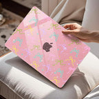 Mektron Compatible with M4 MacBook Air 15 inch Case 2025 A3241 2024 2023 M3 A3114 A2941 M2 Liquid Retina Display Touch ID, Plastic Hard Case & Keyboard Skin - Gilitter Pink Colorful Bows