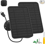 5W Solar Panel for Blink Camera Outdoor, Solar Panel Charger Compatible with Blink Outdoor 4 (4th Gen) Camera, Solar Panel w/Battery for Blink Camera, 9.8ft Cable Rubber Plug IP65 Waterproof, 2 Pack