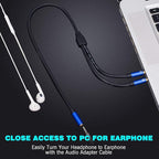 Tan QY Headphone Splitter 5FT,3.5mm Female to 2 Dual 3.5mm Male Headphone Mic Audio Y Splitter Cable Smartphone Headset to PC Adapter (5Ft/1.5M, Blue)
