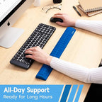 i-Rocks Ergonomic Memory Foam Keyboard Wrist Rest - Pain-Reducing, Cooling, Non-Slip, Blue, Minimalist
