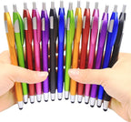 Skoloo Electronic Screen Touch Stylus,14 Pack 2 in 1 Slim Long Click Ink Stylus Ballpoint Pen For Universal Android Touch Screen Tablet Smartphone, Google Nexus, Samsung Galaxy, HTC, Multi-colored