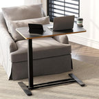 SANODESK Medical Adjustable Overbed Bedside Table with Hidden Casters, Pneumatic Mobile Laptop Computer Standing Desk Cart with Tray, Hospital and Home Use(31.5" W x 17.7" D, Black)