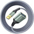 AINOPE 2 Pack USB Extensions Cable High Speed USB 3.0 Extension Cord Type A Male to Female Sturdy Braided Material Fast Data Transfer Compatible with USB Keyboard,Mouse,Flash Drive,Grey,20FT+20FT