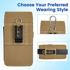 BECPLT Nylon Holster Compatible with Galaxy S25 Ultra S24/S23/S22/S21/S20 Ultra A17 A16 Motorola Moto G56 G Power Cell Phone Belt Holder for Men - Khaki