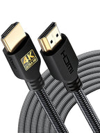PowerBear 4K HDMI Cable 25 ft [2 Pack] High Speed, Braided Nylon & Gold Connectors, 4K @ 60Hz, Ultra HD, 2K, 1080P, ARC & CL3 Rated | for Laptop, Monitor, PS5, PS4, Xbox One, Fire TV, Apple TV & More