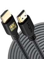 PowerBear 4K HDMI Cable 25 ft | High Speed Hdmi Cables, Braided Nylon & Gold Connectors, 4K @ 60Hz, Ultra HD, 2K, 1080P, ARC & CL3 Rated | for Laptop, Monitor, PS5, PS4, Xbox One, Fire TV, & More