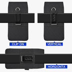 BECPLT for iPhone 17 Pro 16 Pro 16 15 Pro 14 13 Pro 12 Pro Belt Case Nylon Phone Holster with Belt Clip and Belt Loops Cell Phone Holder Carrying Pouch for Galaxy S25 S24 S23 S22 S21 S20 - Black