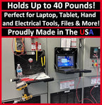 The OmniShelf Portable Workstation, Magnetic Toolbox, Laptop Stand w/ 50 lb Capacity, Hands Free Workstation, Attach to HVAC, Trucks, Walls, Poles etc. (Model # OSO1 - Magnets)