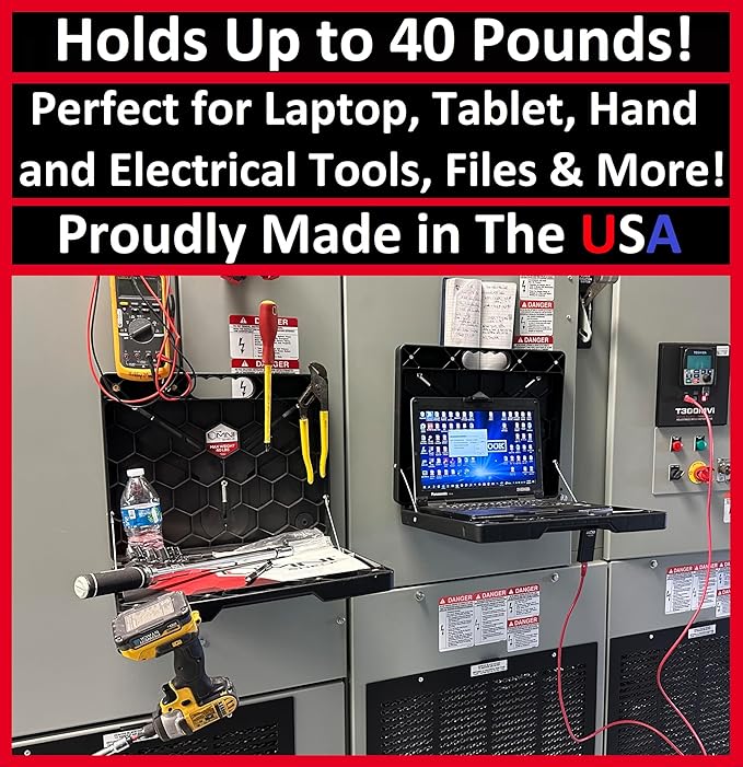 The OmniShelf Portable Workstation, Magnetic Toolbox, Laptop Stand w/ 50 lb Capacity, Hands Free Workstation, Attach to HVAC, Trucks, Walls, Poles etc. (Model # OSO1 - Magnets)
