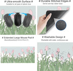 WatercolorTulip Flower Mouse Pads,Extended Gaming Mousepad XXL Kawaii Anime Desk Mat Pink Green Large Full Desk Mouse Pad for Wireless Mouse Keyboard Mat with Stitched Edges 31.5" x15.75
