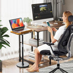 2 in 1 Dual-use Laptop Floor Stand & Laptop Stand for Desk, Solid Wood Portable Small Standing Desk with Adjustable Height from 16.5" to 51", Tall Portable Table for Office, Home, Study, Entertainment