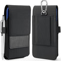Mopaclle Nylon Phone Holster for iPhone 17 Pro iPhone 16 Pro 16e 15Pro 14 13 12 11,Samsung Galaxy S25 S24 S23 S22 S21 Cell Phone Belt Holder with Carabiner Clip & ID Card Pocket Pouch for Men Women