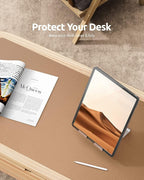 YSAGi Leather Desk Protector, Office Mat, Large Mouse Pad, Non-Slip PU Leather Blotter, Laptop Desk, Waterproof Writing Pad for Office and Home (Khaki, 35.4" x 17")