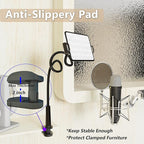 Tablet Stand Holder, Mount Holder Clip with Grip Flexible Long Arm Gooseneck Compatible with ipad iPhone/Nintendo Switch/Samsung Galaxy Tabs/Amazon Kindle Fire HD - Black