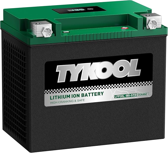 TYKOOL YIX30L-BS-STD (YTX30L-BS),650CCA, Lithium LiFePO4 Motorcycle Battery 12v,Digital Readout,Fits for BMW,Harley Davidson; ATV,UTV,Snowmobile,Compatible for Polaris,BRP (Can-Am),Arctic Cat