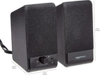 Amazon Basics USB-Powered Computer Speakers for Desktop or Laptop PC with Volume Control, Plug-N-Play, Black