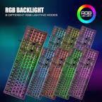 RedThunder K10 Wired Gaming Keyboard and Mouse and Wrist Rest Combo, RGB Backlit, Mechanical Feel Anti-ghosting Keyboard + 7D 7200 DPI Mice+Soft Leather Wrist Rest 3 in 1 PC Gamer Accessories(Black)