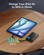 INIU 45W Portable Charger, 10000mAh Built-in USB C Cable Fast Charging Power Bank, Small Type C Battery Pack, Powerbank for iPhone 16 15 14 13, iPad, Samsung S25 S24 etc. Travel Camping Essentials