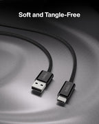 Belkin USB A to USB C Cable, 6.6ft, 15W - Type C Charger, iPhone Charger Cord, Soft, Braided, Flexible for iPhone 16 & 15, Galaxy S25, Pixel 9, iPad Pro, Airpods Pro, Switch & More - Black