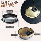MAHDPRO Metal Desk Grommet 2 Inch (50 mm) Pack of 2-Bronze Zinc Alloy Metallic Desk Cord Hole Cover to Arrange Cables & Wires Through Computer Table/Countertops