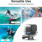 OKFUN Waterproof Diving Protective Case for Go Pro Hero 4K,196FT/60M Underwater Dive Durable Housing for Snorkeling,Surfing&Extreme Sports Hero4K 2024 Action Camera Accessories
