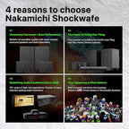 Nakamichi Shockwafe Ultra 9.2.4 Channel Dolby Atmos/DTS:X Soundbar with Dual 10" Subwoofers (Wireless), 4 Rear Surround Effects Speakers, eARC and SSE Max Technology (Flagship)