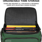 ENHANCE Collector's Edition RPG Adventurer's DnD Bag - Dragon Hide Exterior Travel RPG Bag with Tabletop Miniatures Storage Vault, Mat Holder, DnD Dice & Token Pockets, Fits 4-8 Books (Dragon Green)