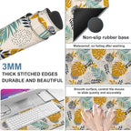 Large Mouse Pad Palm Leaves Gaming Desk Pad Computer Keyboard Non-Slip Waterproof Mouse Mat with Rubber Base and Stitched Edges Entertainment Office Writing Desk Mat 35.4 x 15.7 Inches