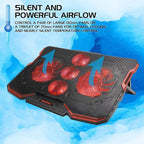 ENHANCE Cryogen Gaming Laptop Cooling Pad - Fits 17 in. Computer, PS4 - Adjustable Laptop Cooling Stand with 5 Quiet Cooler Fans, 2 USB Ports and LED Lighting - Slim Portable Design 2500 RPM (Red)