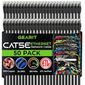 GearIt 50-Pack, Cat5e Ethernet Patch Cable 1 Foot - Snagless RJ45 Computer LAN Network Cord, Black