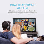 MEE audio Connect Bluetooth Audio Transmitter for up to 2 Wireless Headphones/Speakers, Bluetooth Streamer Adapter with AptX Low Latency for TV/PC/Airplane/Gym with 3.5mm/AUX/RCA/Optical Input