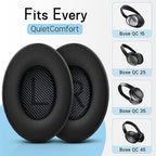 Earpads Replacements for Bose QuietComfort 35, QuietComfort 45, QC 35, QC 45 Over Ear Headphones, Protein Leather, Noise Isolation Fit, Black