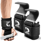 DMoose Fitness Weight Lifting Hooks (Pair) for Deadlifts, Pull Ups, Rows & Shrugs - Anti-Rip Nylon Strap Hand Grips with Thick Wrist Padding - Heavy Duty Wrist Straps for Weightlifting & Gym Workouts